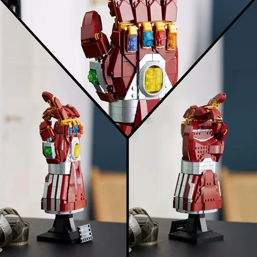Vista 4 de LEGO Marvel Nano Gauntlet, modelo de Iron Man con piedras del infinito, 76223 Avengers: Endgame, recuerdos coleccionables, idea de regalo