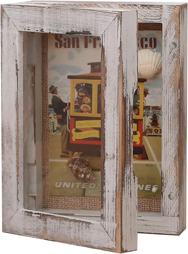 Vista 10 de Caja de sombra de 5 x 7, tamaño de pantalla de 4 x 6 pulgadas, marco de caja de sombra con ventana de cristal, vitrina pequeña con bisagra, mini