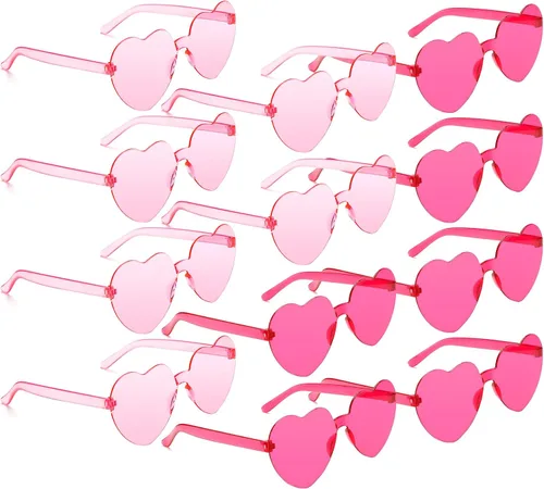 Vista 143 de Lentes de sol con forma de corazón, 2 pares de lentes de sol en forma de corazón, gafas de sol rave para mujeres, regalos de fiesta