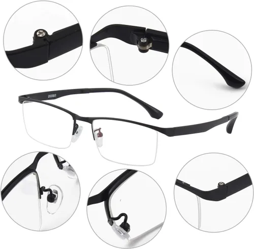 Vista 4 de Agstum - Gafas de negocios para hombre con marco de metal, lentes transparentes