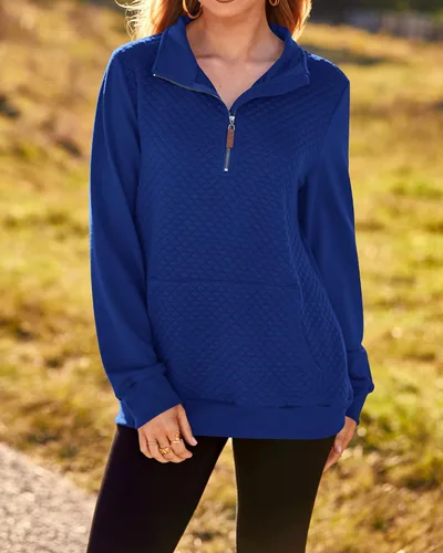 Vista 6 de BTFBM Sudadera moderna para mujer con patrón acolchado, ligera, con cremallera, de manga larga, sencilla e informal