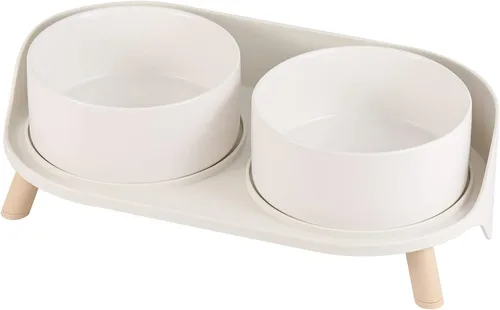 Vista 11 de Juego de Cuencos Elevados de Cerámica para Gatos - Platos Dobles Elevados para Alimentos y Agua - Soporte Antideslizante y Resistente a Salpicaduras