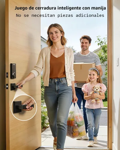 Vista 5 de Philips Cerradura de puerta inteligente WiFi con asa, control remoto con aplicación WiFi integrada, cerraduras de puerta de entrada sin llave