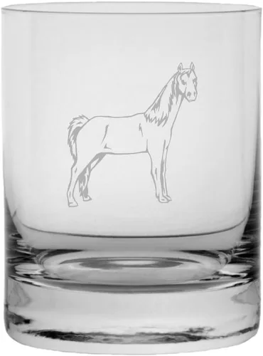 Vista 37 de Abaco Barb - Vaso de whisky con temática de caballo grabado (10.25 onzas)