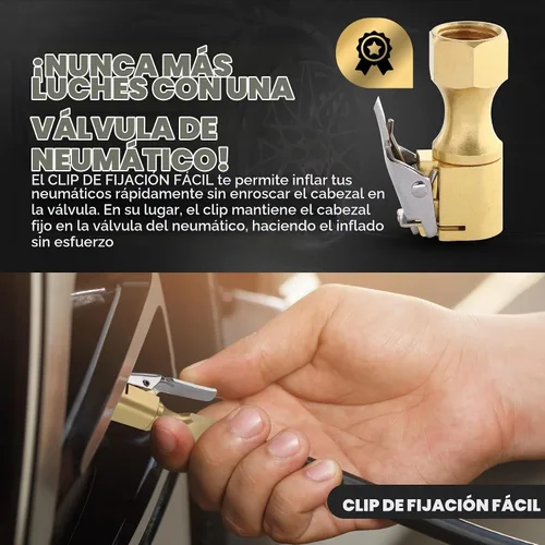 Vista 3 de Portabrocas de Aire, Portabrocas de Aire para Neumáticos de Flujo Cerrado de Servicio Pesado con Bloqueo, Con Conexión Rápida, Latón Macizo, Rosca