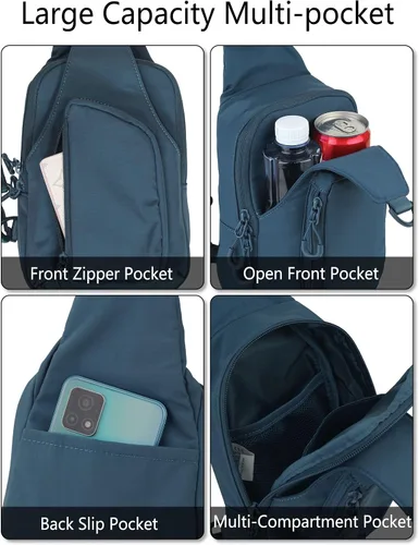 Vista 3 de Niumike Bolso bandolera pequeño con correas ajustables, bolsas cruzadas en el pecho, mochila diaria para mujeres y hombres, viajes al aire libre