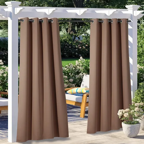 Vista 164 de NICETOWN Cortina para Exteriores para Patio Impermeable de 84 Pulgadas de Ancho, Aislamiento Térmico con Ojales Antioxidantes Bloqueo UV Cortina