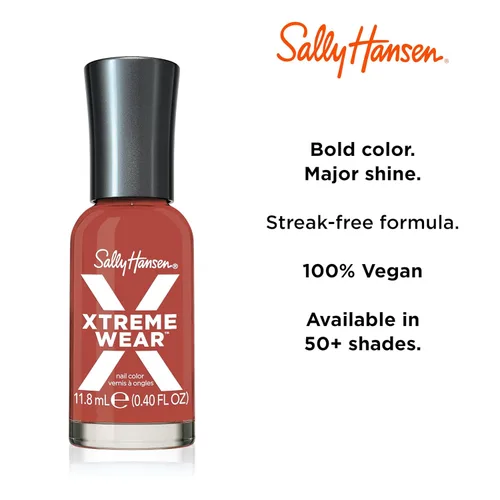 Vista 112 de Sally Hansen Xtreme Wear Esmalte de uñas sin rayas, acabado brillante, duradero, resistente a las astillas, transparente, color de uñas plateado 130