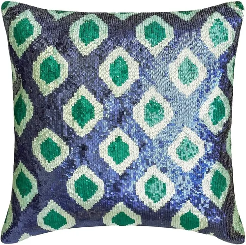 Vista 190 de The HomeCentric Funda de almohada con cremallera, funda de cojín azul de 12 x 12 pulgadas, funda de cojín de algodón bordado para sofá, diseño