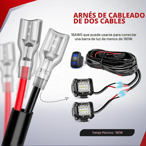 Vista 4 de Nilight - Kit de arnés con cableado para luces LED POD de 16 AWG, barra de luz LED de 12 V, interruptor basculante de 5 pines, láser de encendido