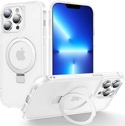 Vista 106 de CHAOFEnG Funda magnética compatible con iPhone 11 con soporte, prueba de caídas de grado militar, compatible con imán, anillo translúcido, parte