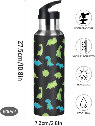 Vista 9 de Botella de agua de acero inoxidable aislada al vacío de 32 onzas, botellas de agua a prueba de fugas para gimnasio, viajes al aire libre, escuela