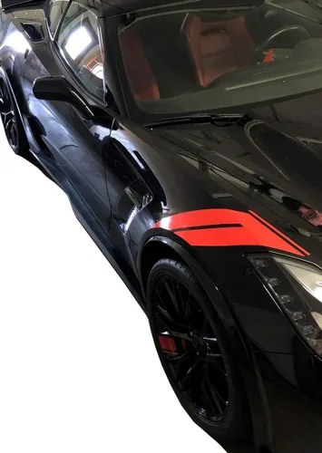 Vista 2 de Fender Accent Hash Stripes para C7 Corvette Z06/Grand Sport (negro plano)