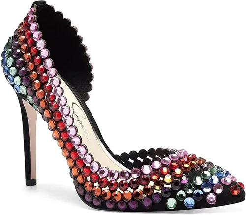 Vista 2 de Jessica Simpson Preppi - Zapatos de tacón de aguja con diamantes de imitación para mujer