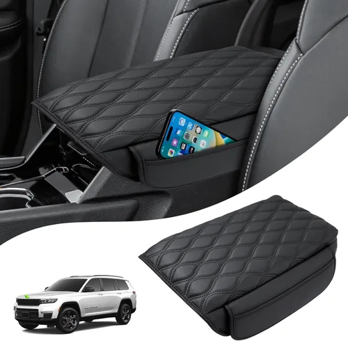 Vista 23 de Autorder Funda de consola central para Jeep Grand Cherokee 2011-2019 2020 2021, accesorios para reposabrazos, funda antiarañazos, almohadilla