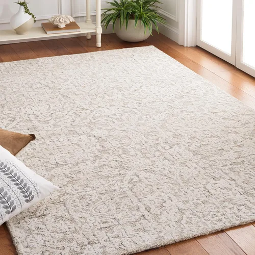 Vista 9 de SAFAVIEH Natura Collection - Alfombra de pasillo, 2 pies 3 pulgadas x 7 pies, gris y marfil, hecha a mano, lana con flecos, ideal para zonas de alto