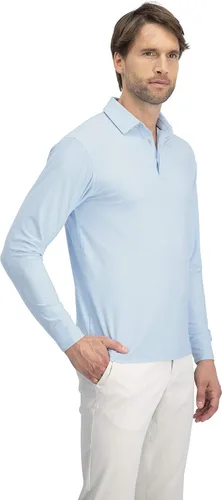 Vista 2 de Camisa de golf de manga larga Dry Fit para hombre, polo de secado rápido, UPF 30, tejido elástico