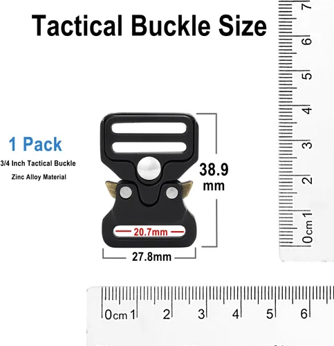 Vista 2 de Hebilla táctica de 3/4 pulgadas para pulseras de paracaídas, hebilla táctica de cuerda de paracaídas de metal para chaleco táctico, collar de perro