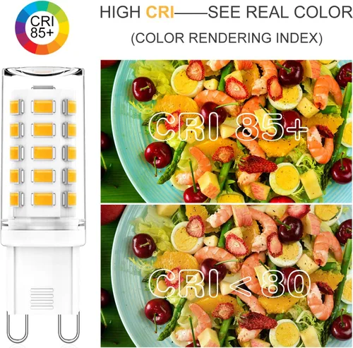 Vista 5 de Bombilla LED G9 de 4 W 40 W equivalente a halógeno, blanco cálido 3000 K, 370 LM, forma T4 G9 Bi Pin bombillas de base de cerámica para candelabro