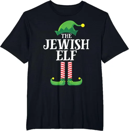 Vista 22 de Playera de pijama para fiesta de Navidad, grupo familiar a juego con elfo judío