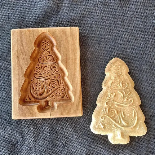 Vista 30 de Molde de Galletas de Madera Herramienta de Decoración de Galletas de Madera Moldes de Galletas 3D Molde de Hornear Gracioso Arte de Relieve Navidad