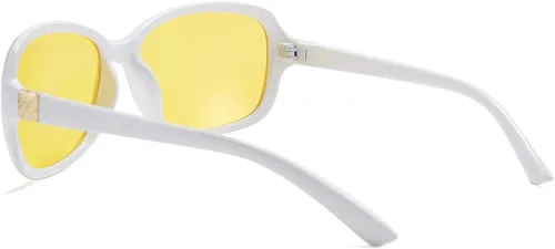 Vista 3 de FEISEDY Gafas de noche clásicas para mujer, antirreflejos, envolventes, amarillas, B2548