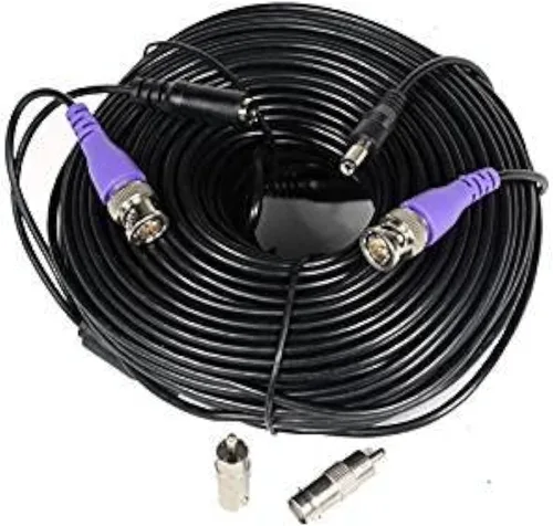 Vista 6 de VideoSecu Paquete de 2 cables de alimentación de video para cámara de seguridad HD de 100 pies, cable de extensión todo en uno con conectores BNC