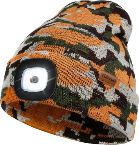 Vista 46 de Gorro LED con la luz, unisex, linterna frontal recargable por USB, gorro de punto de invierno, regalos para hombres, papá, esposo, él Azul Oscuro