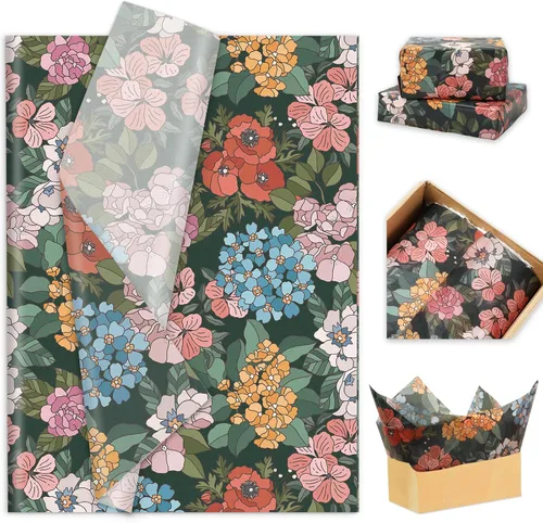 Vista 8 de JarThenaAMCS 100 hojas de papel de seda hawaiano, papel de regalo tropical, hojas de palma, flamenco, papel decorativo para manualidades, verano