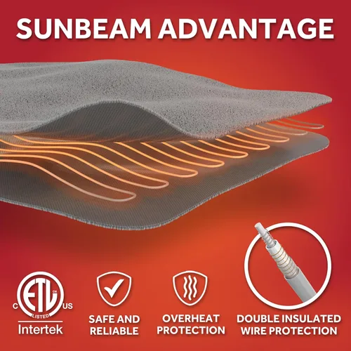 Vista 7 de Sunbeam Electric Royal Luxe - Manta térmica de microfelpa de sherpa inversa, 12 ajustes de calor, apagado automático seleccionable de 12 horas