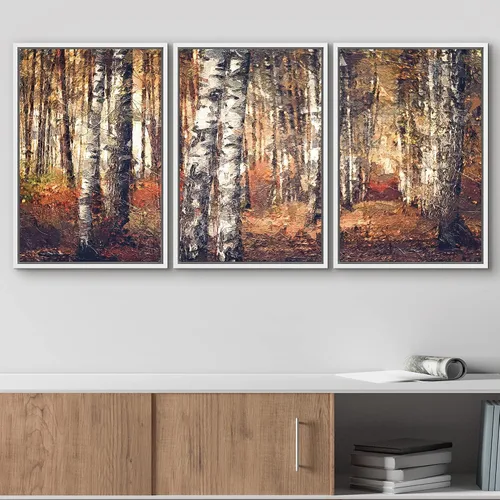 Vista 391 de wall26 Lienzo enmarcado para pared, juego de arte de acuarela pastel, paisaje rural, ilustraciones con formas abstractas, arte moderno, decorativo