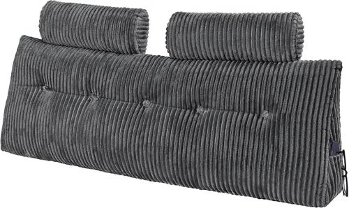 Vista 13 de VEVOR - Almohada de lectura, almohada grande para la espalda para sentarse en la cama con 3 bolsillos, almohada para sentarse en la cama con espuma
