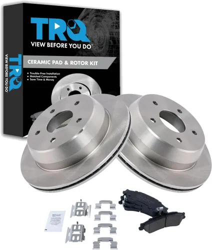 Vista 120 de TRQ Juego de pastillas de freno y rotor de cerámica trasera compatible con Honda Accord V6 1998-02 3.0L con frenos de disco traseros 02-06 Acura RSX