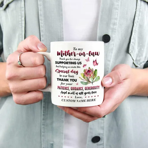 Vista 5 de Taza personalizada con nombre personalizado para el día de la madre, regalo para suegra y madre, cerámica con nombre personalizado de 11 15 onzas