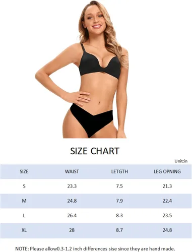 Vista 6 de Paquete de 6 calzones sexis elásticos de bikini para mujer, tiro bajo, hipster, suave, cintura en V, atrevido, S-XL