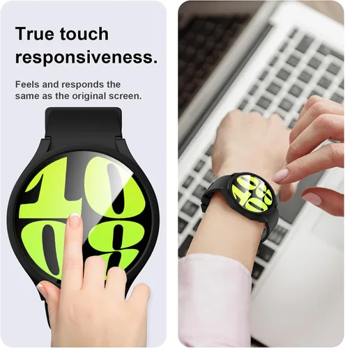 Vista 5 de [2+4] Paquete de protectores de pantalla para Samsung Galaxy Watch 6 de 1.575 pulgadas, JZK 2 funda protectora de policarbonato duro + 4 protectores