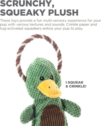 Vista 6 de Outward Hound Scrunch Bunch Duck Juguete Interactivo de Peluche con Sonido para Tirar para Perros Pato de racimo Scrunch