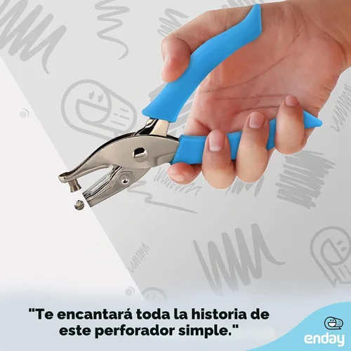 Vista 5 de Enday - Perforadora perforadora de agujeros de 1/4 pulgadas con asas de agarre suave para papel y manualidades, forma de círculo redondo, para niños
