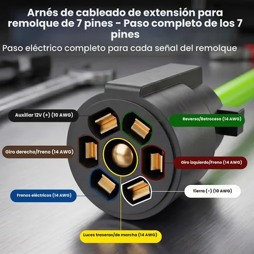 Vista 3 de GEARit Cable de extensión para remolque de 7 vías (1 pie) Enchufe de remolque de 7 pines Cable en línea Arnés de cables Conector de clavijas dobles