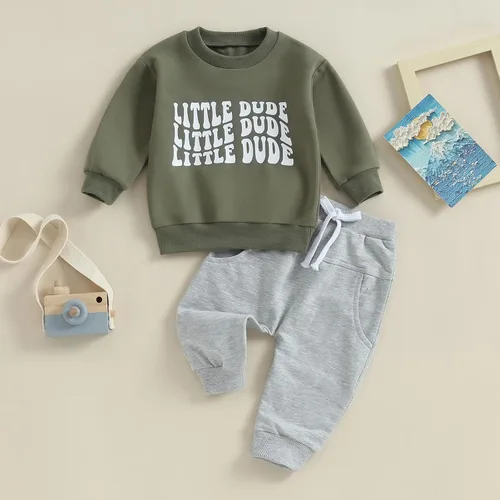Vista 2 de Conjunto de ropa de 2 piezas para bebés y niños pequeños para otoño e invierno