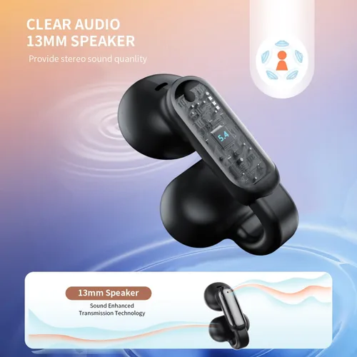 Vista 5 de Auriculares con clip, auriculares inalámbricos con clip de oreja abierto, Bluetooth 5.4, llamada de voz clara, auriculares deportivos con estuche