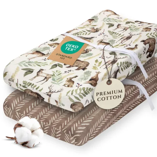 Vista 14 de Pobi - Funda para cambiador de bebé para niñas, algodón suave, paquete de 2 (flores)