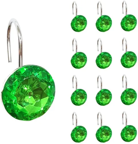 Vista 7 de 12 ganchos para cortina de ducha con diamantes de imitación brillantes para baño