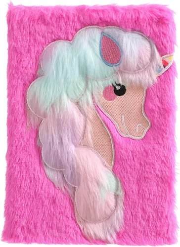 Vista 17 de BOLLEY JOSS Cuaderno de unicornio arcoíris para niños, diario de felpa para niñas y adolescentes, bloc de escritura con forro A5, 160 páginas