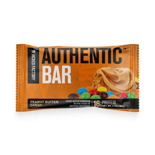 Vista 2 de Jacked Factory Authentic Bar - Barras de proteína de caramelo de mantequilla de maní, sabrosas barras energéticas de reemplazo de comidas