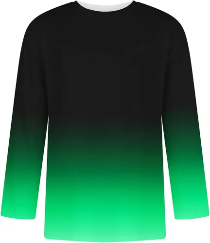 Vista 4 de Camisetas grandes y altas para hombre, camiseta gráfica casual de moda, manga larga, color degradado, sudadera para salir