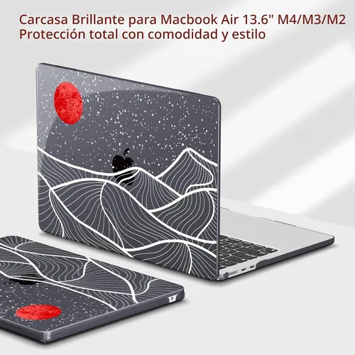 Vista 4 de Teryeefi Funda rígida para MacBook Air M3, M2, M4, MacBook Air de 13 pulgadas 2025, 2024, 2023, 2022, versión A3240, A3113, A2681, carcasa rígida