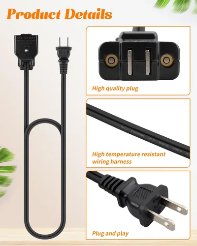 Vista 3 de 09982 Cable de alimentación magnético para freidora Presto Granpappy Digital Profry de acero inoxidable, repuesto de cable de alimentación