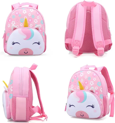 Vista 3 de Mochila impermeable para niños de 2 a 5 años, para el jardín de niños, mochila 3D de lindos dibujos animados, de neopreno, mochila de animales