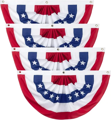 Vista 8 de 3 banderas plisadas americanas de 3 x 6 pies, Día de los Caídos y 4 de Julio, decoración patriótica de interiores y exteriores para porche y jardín